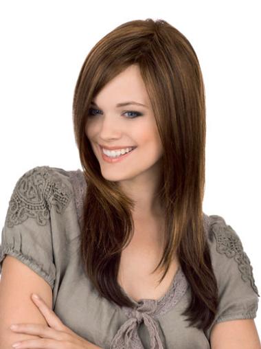 Long Layered Human Hair Wigs Straight Without Bangs Affordable Human Hair Monofilament Wigs