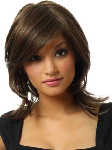 Synthetic Wigs For Buy Synthetic Straight Monofilament Fashionable Medium Brown Wig