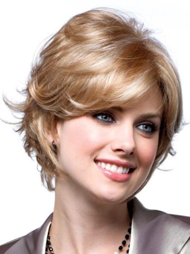 Short Wavy Wig Wavy Synthetic Monofilament Wigs For Hair Loss