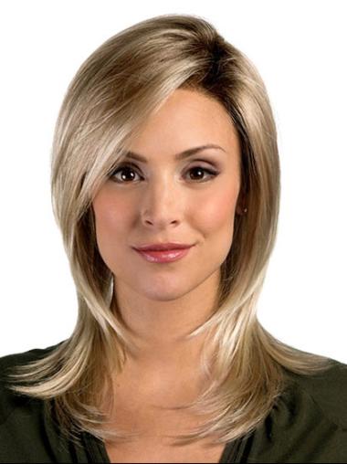 Synthetic Wigs Straight Designed Layered Straight Synthetic Shoulder Length Blonde Wigs