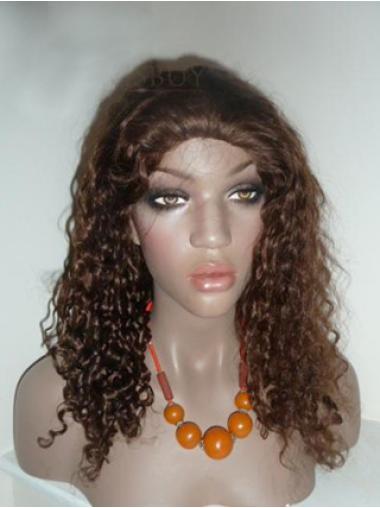 Long Wigs Human Hair Brown Without Bangs Lace Front Wigs Curly Human Hair