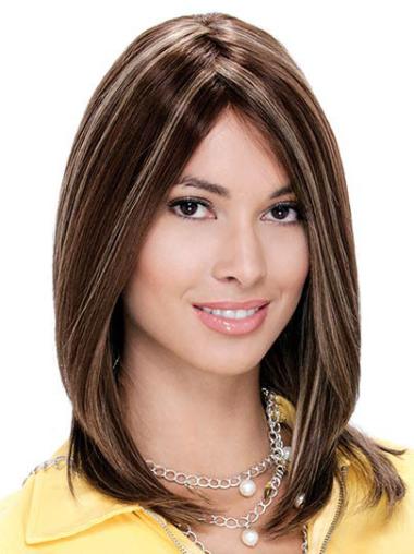 Shoulder Length Wigs Curly Human Hair Wigs Auburn Without Bangs Amazing Human Hair Straight Medium Length Wigs