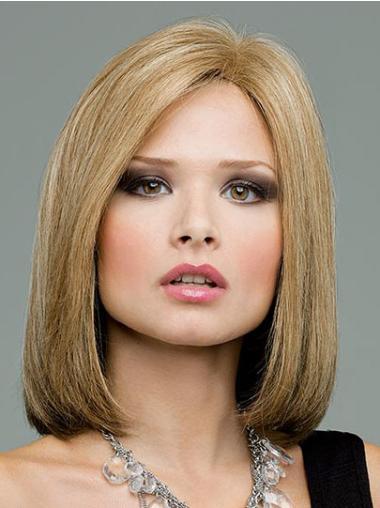 Human Hair Shoulder Length Wigs Straight Bobs Shoulder Length Beautiful Blonde Human Lace Front Wigs