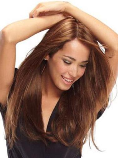 Human Hair Long Wigs With Bangs Modern 100% Hand-Tied Without Bangs Long Straight Auburn Human Hair Wig On Sale