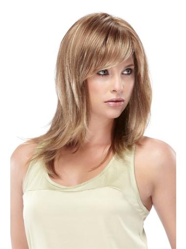Straight Wigs With Bangs Synthetic Straight Lace Front Best Medium Length Blonde Wig