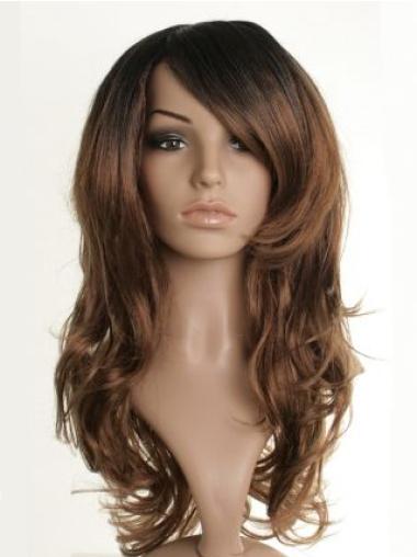 Long Wavy Wigs With Bangs Capless Synthetic Amazing Long Brown Wig