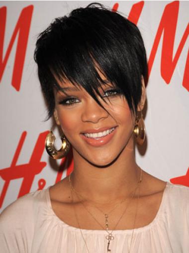 Lace Wigs For Sale 4" Synthetic Lace Front Boycuts Black Cropped Rihanna Wigs