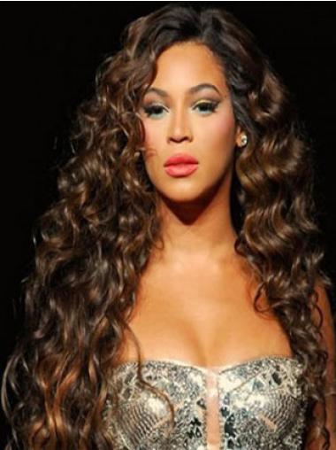 Long Curly Wigs Lace Front Auburn Without Bangs Synthetic 26" Beyonce Wigs