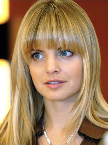 Long Straight Hair Wigs With Bangs Long Synthetic Stylish Cherry Blonde Lacewigs