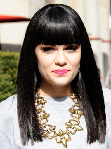 Long Curly Wigs Human Hair Celebrity Style Wigs Black Long 16 Inches Suitable Jessie J