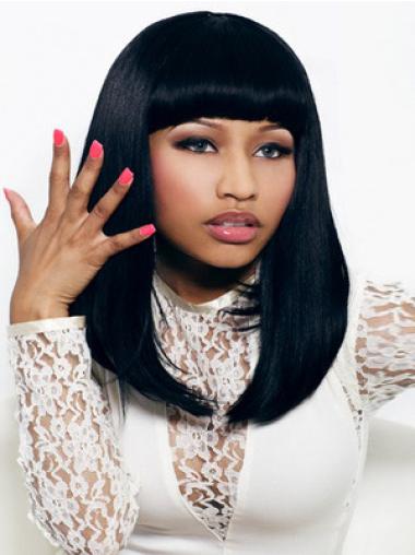 Straight Wigs With Bangs Black With Bangs Shoulder Length Sassy A Nicki Minaj Wig For Sale