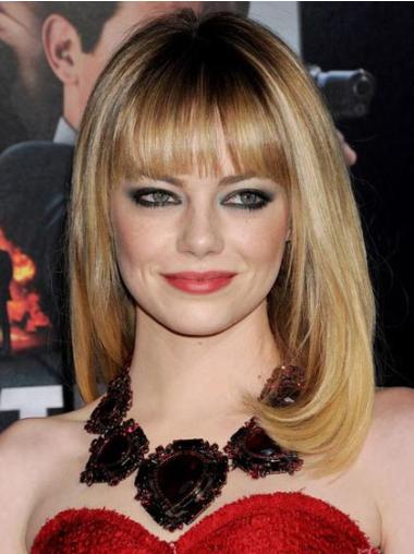 Straight Wig With Bangs Capless With Bangs 16 Inches Emma Stone Wigs