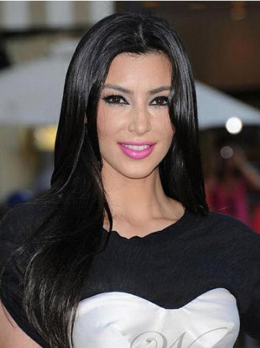Long Brown Human Hair Wigs Long Monofilament Without Bangs 20" Hairstyles Kim Kardashian Human Black Hair Wigs Good Quality