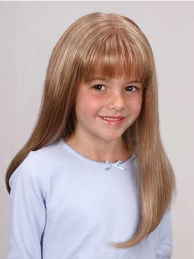 Long Straight Wigs Sleek Blonde Lace Front Wig For Kid