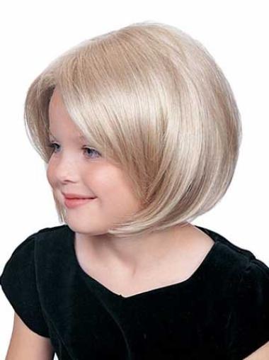 Straight Short Synthetic Wigs Modern Lace Front Blonde Straight Kids Wigs