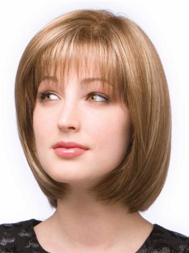 Synthetic Bob Wigs Brown Chin Length Synthetic Monofilament Wigs