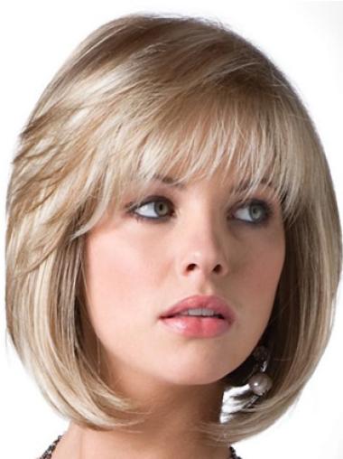 Best Bob Wigs Sassy Synthetic Bobs Chin Length Blonde Elderly Style Wig