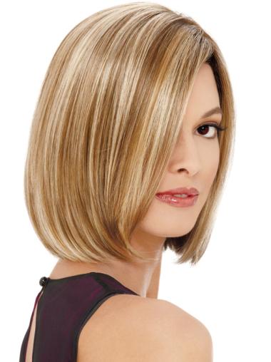 Short Straight Bob Wigs Blonde Chin Length High Quality Bob Affordable Synthetic Lace Front Wigs