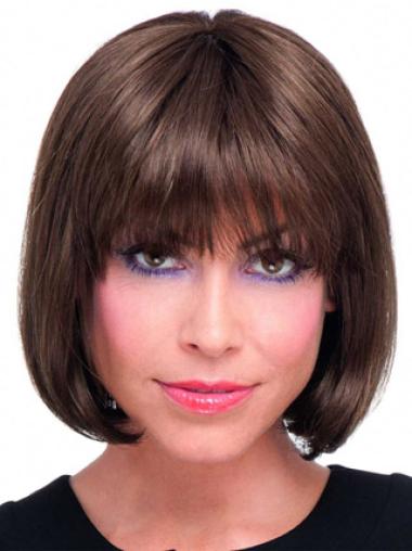 Bobs Chin Length Wigs Modern Auburn Bobs Straight Remy Human Hair Lace Front Wigs