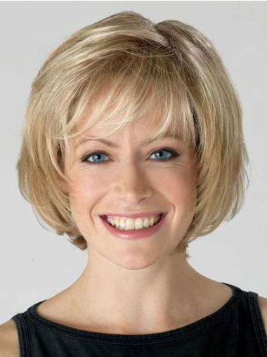 Short Straight Bob Wigs Blonde Bobs Short Synthetic Great Lace Wigs With Natural Hairline