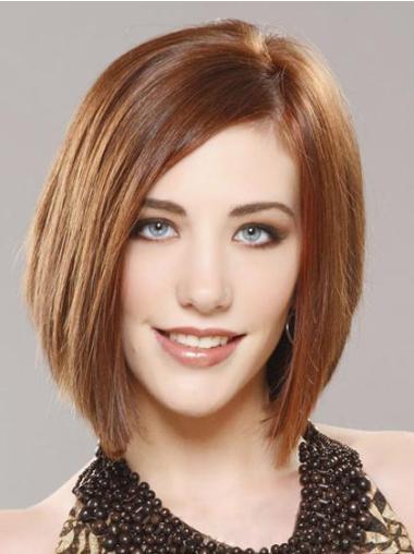 Human Hair Bobs Style Wigs Fashion 12" Remy Human Hair Straight Human Lace Front Wigs Bob Style