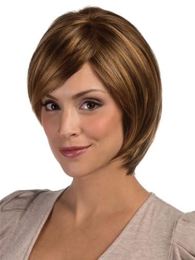 Short Straight Bob Wigs Brown Chin Length Sleek Bob Gorgeous Synthetic Lace Front Wigs
