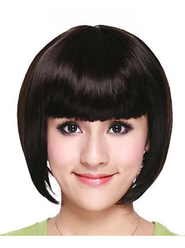 Bob Wigs For Sale Black Straight 8 Inches Capless Chin Length Comfortable Bob Hair Wigs