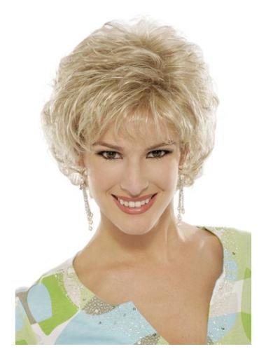 Short Curly Wigs 6 Inches Curly Blonde Good Classic Womens Capless Synthetic Wig