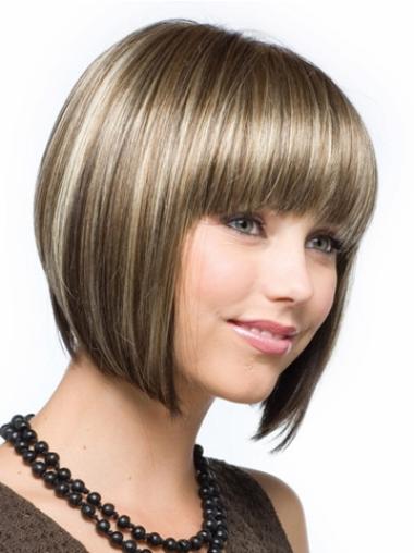 Chin Length Bob Wig Brown Capless Custom Wigs For Women With Cancer