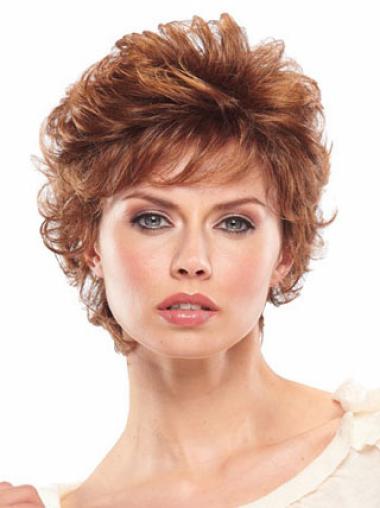Short Wavy Wigs For Sale Comfortable Auburn Wavy Classic Short Capless Synthetic Wig