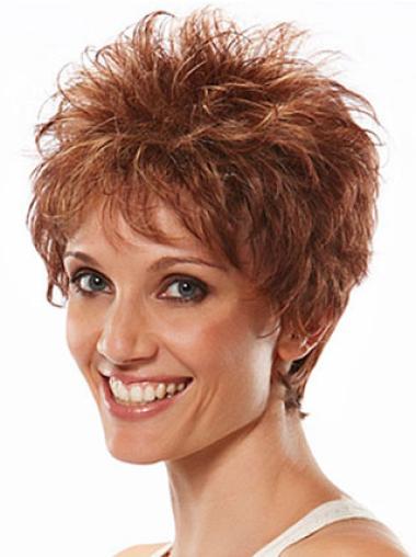 Wet And Wavy Synthetic Wigs Soft Auburn Boycuts Natural Wavy Short Wigs