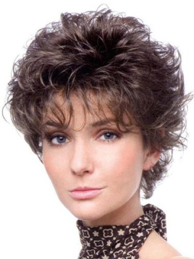 Curly Synthetic Wigs Cropped Fashionable Curly Classic Tempting Synthetic Brown Wigs