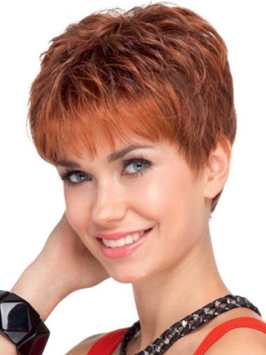Short Pixie Cut Wigs Human Hair Wavy Red Designed Human Hair Wigs Remy