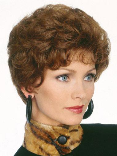 Short Wavy Wigs Short Popular Brown Wavy Classic Capless Synthetic Wigs