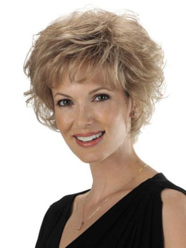 Short Wavy Wig Blonde Short Classic Freestyle Parting Synthetic Lace Wig