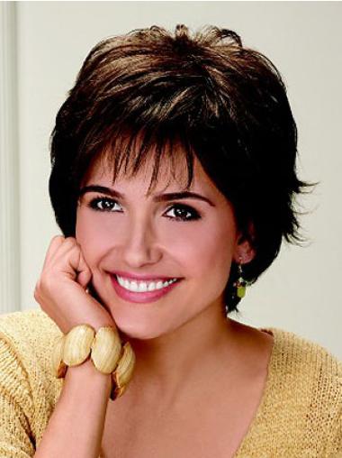 Short Wavy Hair Wigs Brown Capless Synthetic Best Wigs For Woman With Cancer