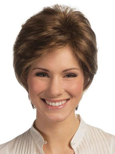 Short Brown Human Hair Wigs Lace Front Boycuts Straight 6" Sleek Remy Brown Human Hair Wigs