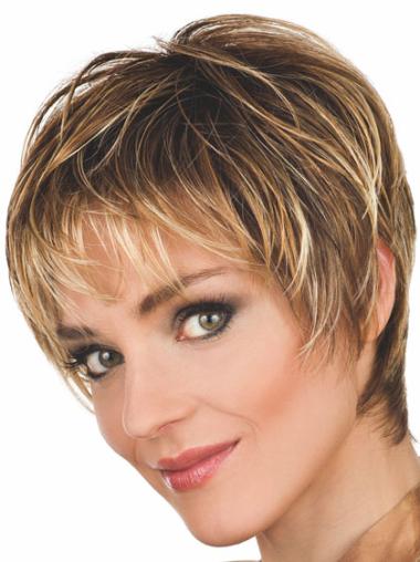 Wavy Synthetic Wig Cropped Synthetic 8 Inches Short Brown Wig Female