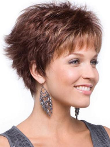 Short Wet And Wavy Wigs Auburn Capless Synthetic Best Affordable Wigs For Cancer Parients