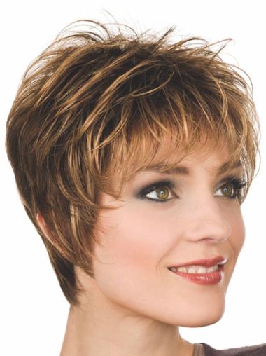 Synthetic Capless Wigs Cropped Synthetic 8 Inches Real Short Auburn Wigs