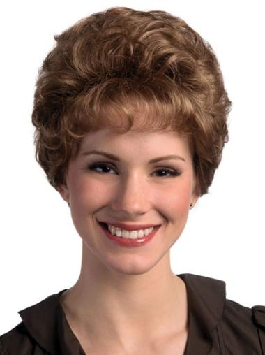 Curly Wigs Short Capless 6 Inches Brown Sleek Classic Synthetic Short Curly Wigs
