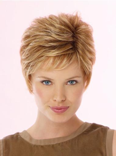 Short Wet And Wavy Wigs Synthetic Wavy Boycuts Short Blonde Lace Front Wig