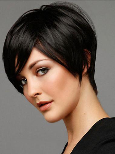 Short Grey Human Hair Wigs Capless Boycuts Popular Human Hair Wig For Cancer Patients