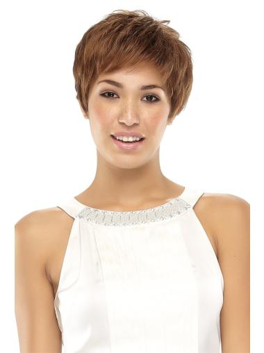 Short Wavy Wigs Idealwavy Cropped Brown Natural Looking Synthetic Lace Wigs