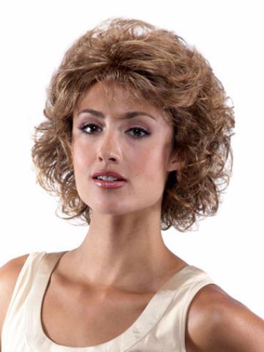 Curly Synthetic Wigs Brown Chin Length Classic Lace Front Curly Wigs