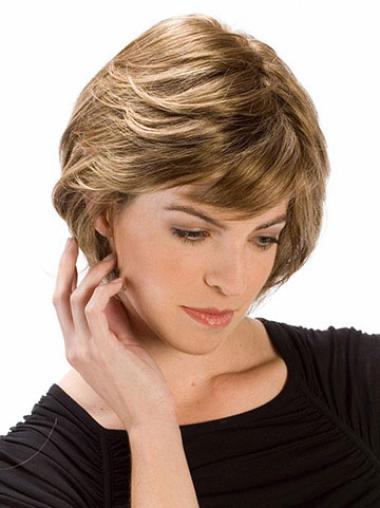 Wavy Synthetic Wigs With Bangs Capless With Bangs Auburn Synthetic Medium Wavy Wig