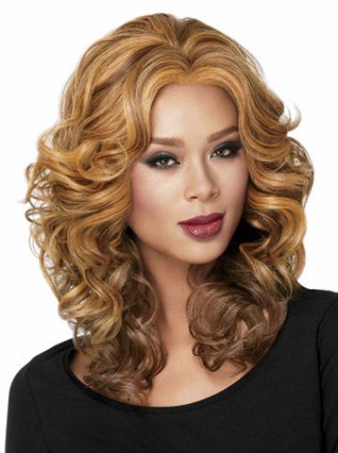 Shoulder Length Curly Wig Beautiful Shoulder Length Capless African American Blonde Curly Wigs