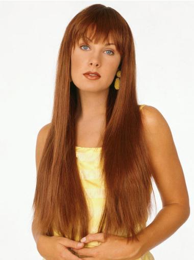 Long Straight Wig With Bangs With Bangs Straight Fashion Long Auburn Wig