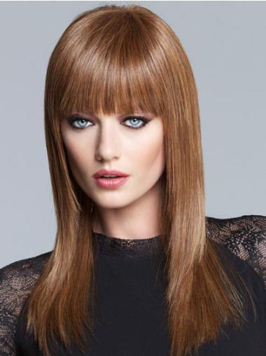 Long With Bangs Wigs Long Lace Front Brown African American Wigs