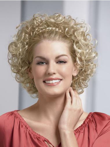 Hair Wigs Chin Length 10 Inches Chin Length Capless Blonde Curly Half Wig